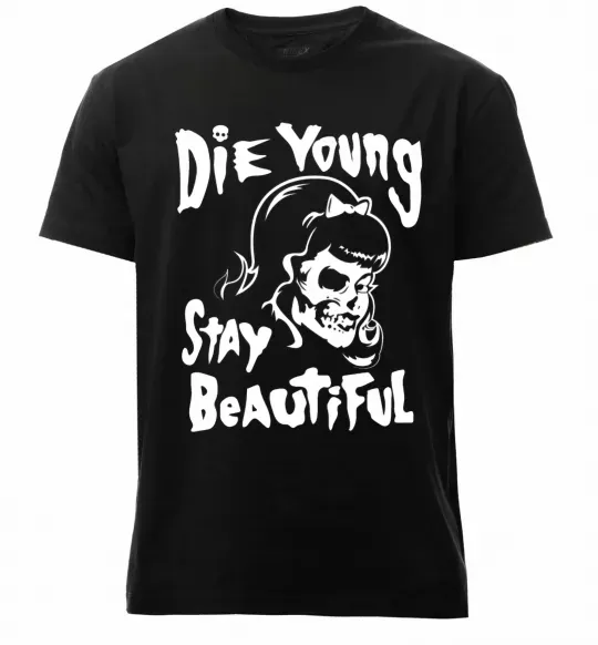 Мужская премиум футболка die yong stay beautiful Черный фото