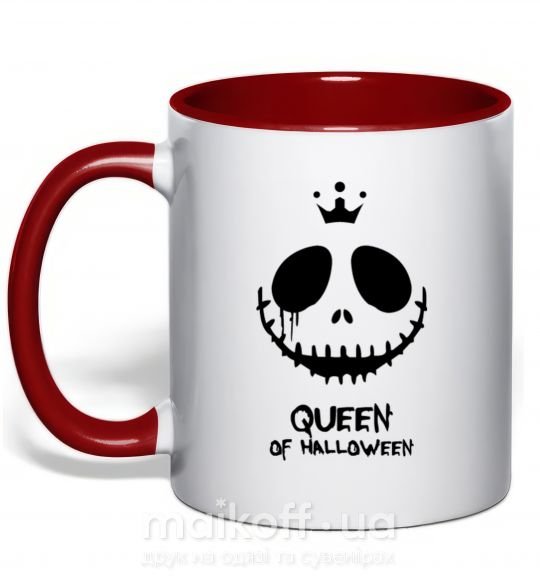 Чашка з кольоровою ручкою Queen of halloween Червоний фото