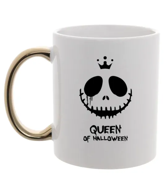 Чашка с цветной ручкой Queen of halloween Золото фото