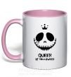 Чашка з кольоровою ручкою Queen of halloween Ніжно рожевий фото