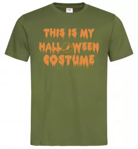 Мужская футболка This is my halloween queen Оливковый фото