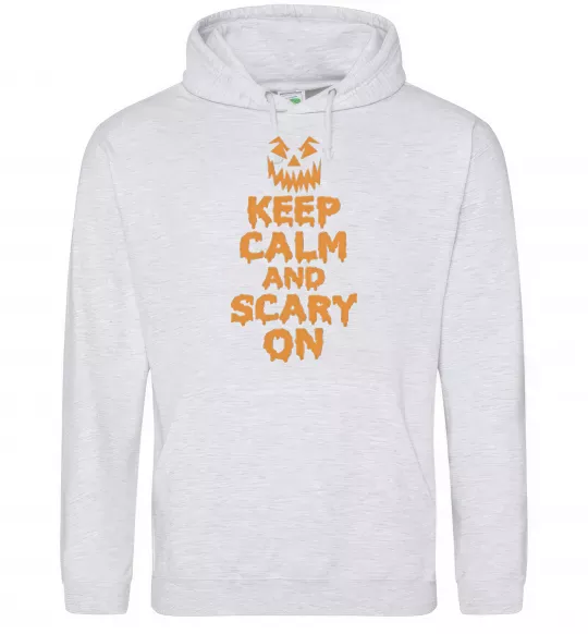 Мужская толстовка (худи) Keep calm and scary on Серый меланж фото