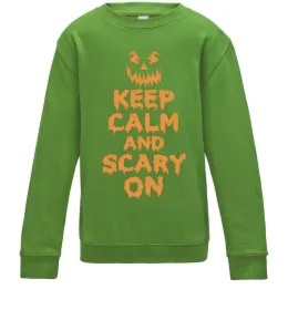 Детский Свитшот Keep calm and scary on Лаймовый фото