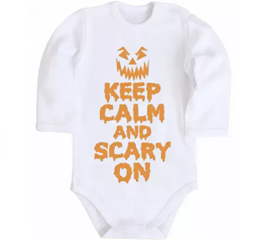 Детский боди Keep calm and scary on Белый фото