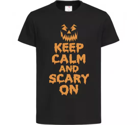 Дитяча футболка Keep calm and scary on Чорний фото