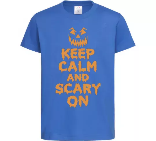 Дитяча футболка Keep calm and scary on Яскраво-синій фото