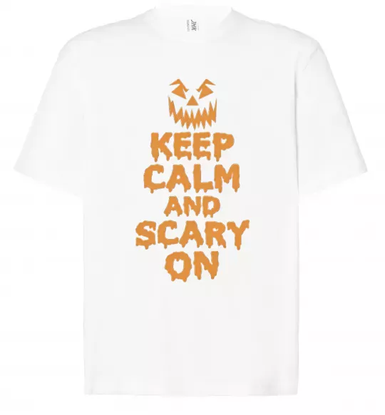 Футболка Оверсайз Keep calm and scary on Белый фото