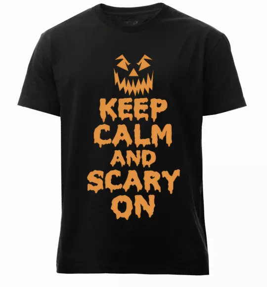 Чоловіча преміум футболка Keep calm and scary on Чорний фото
