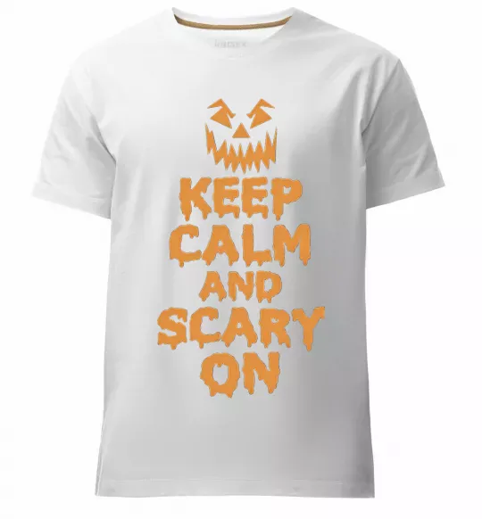 Чоловіча преміум футболка Keep calm and scary on Білий фото