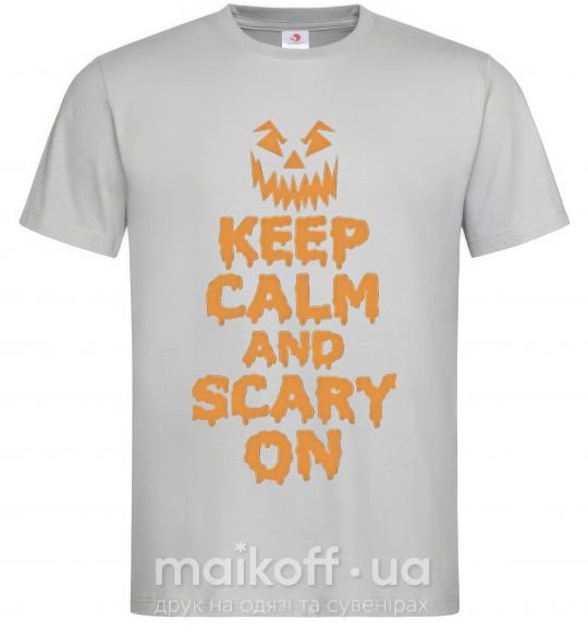 Мужская футболка Keep calm and scary on Серый фото