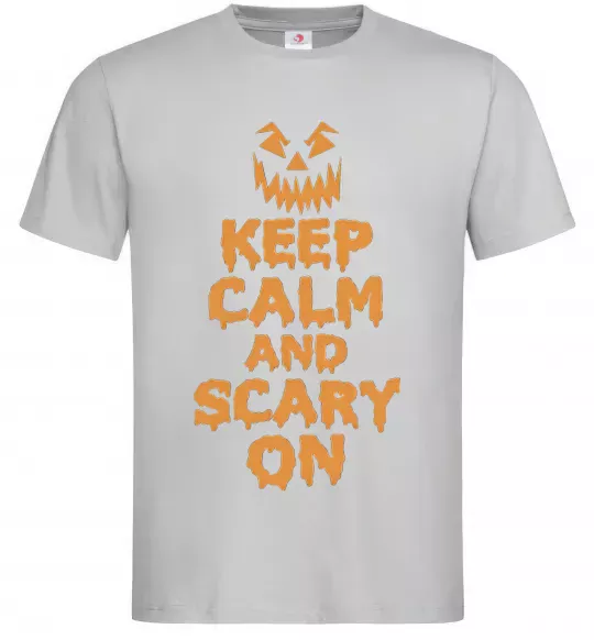 Мужская футболка Keep calm and scary on Серый фото