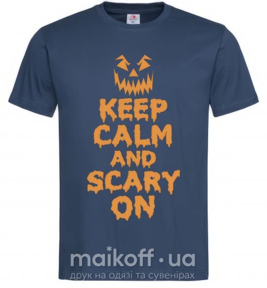 Мужская футболка Keep calm and scary on Темно-синий фото