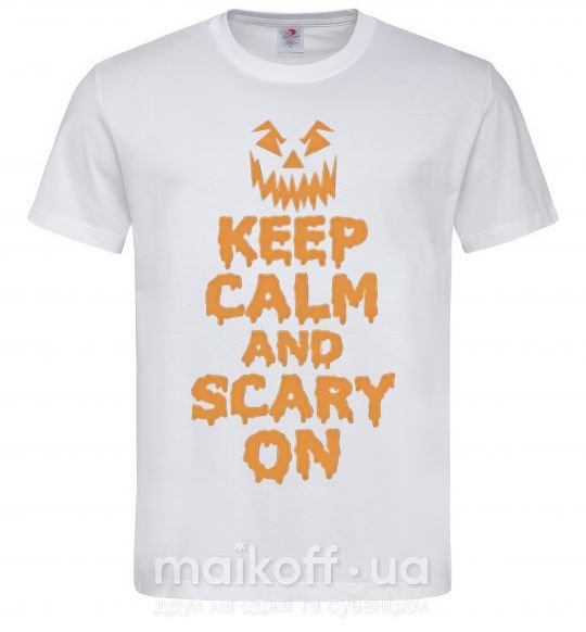 Чоловіча футболка Keep calm and scary on Білий фото