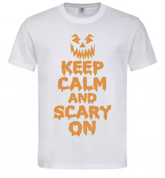 Мужская футболка Keep calm and scary on Белый фото