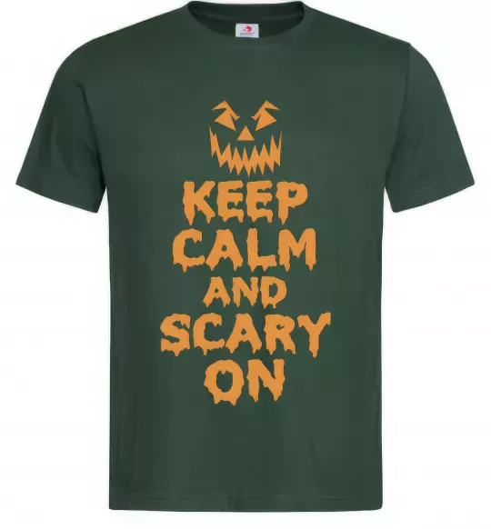 Мужская футболка Keep calm and scary on Темно-зеленый фото