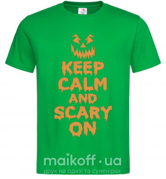 Мужская футболка Keep calm and scary on Зеленый фото
