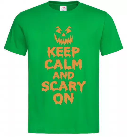 Мужская футболка Keep calm and scary on Зеленый фото