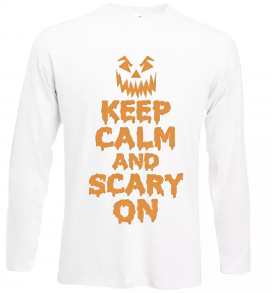 Лонгслив Keep calm and scary on Белый фото
