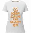 Женская премиум футболка Keep calm and scary on Белый фото