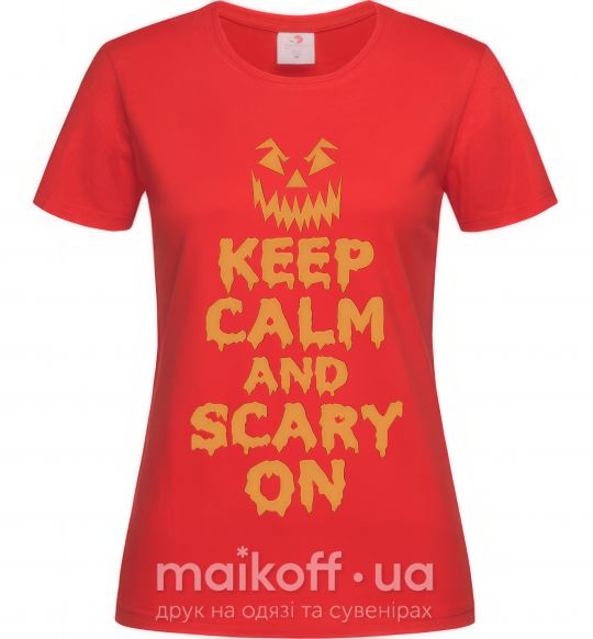 Жіноча футболка Keep calm and scary on Червоний фото