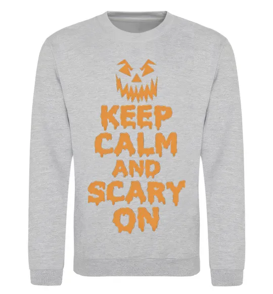 Світшот Keep calm and scary on Сірий меланж фото