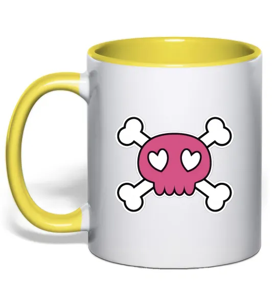 Чашка з кольоровою ручкою Черепушка Лимонний фото