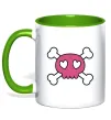 Чашка з кольоровою ручкою Черепушка Лаймовий фото