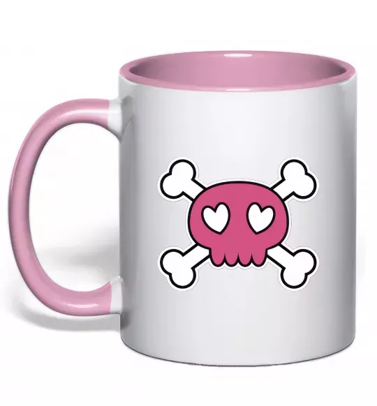 Чашка с цветной ручкой Черепушка Нежно розовый фото