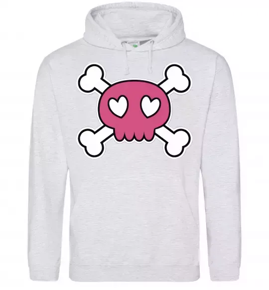 Мужская толстовка (худи) Черепушка Серый меланж фото