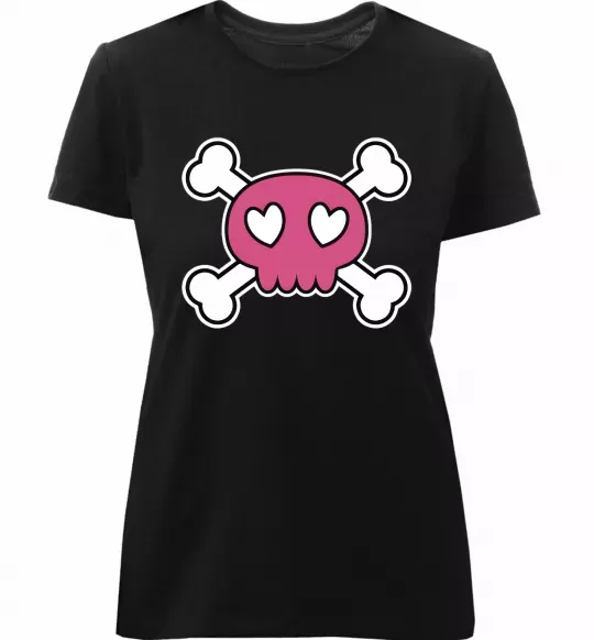 Женская премиум футболка Черепушка Черный фото