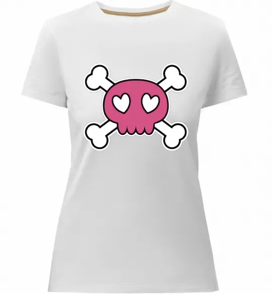 Женская премиум футболка Черепушка Белый фото