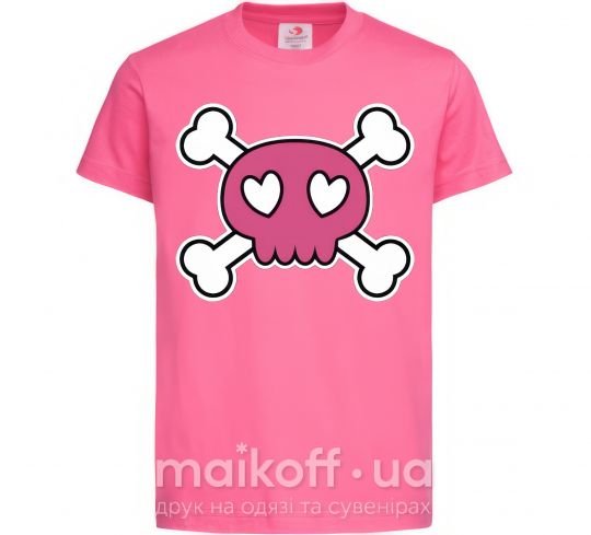 Детская футболка Черепушка Ярко-розовый фото