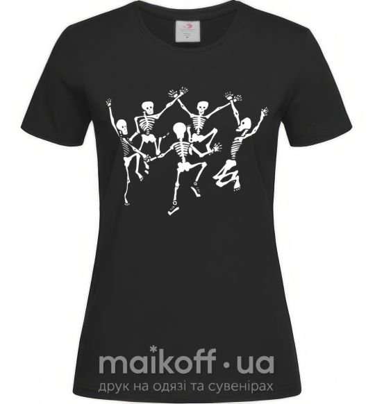Женская футболка dance skeleton Черный фото