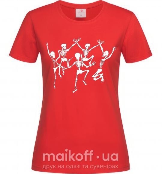 Женская футболка dance skeleton Красный фото