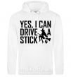 Женская толстовка (худи) yes i can drive a stick Белый фото