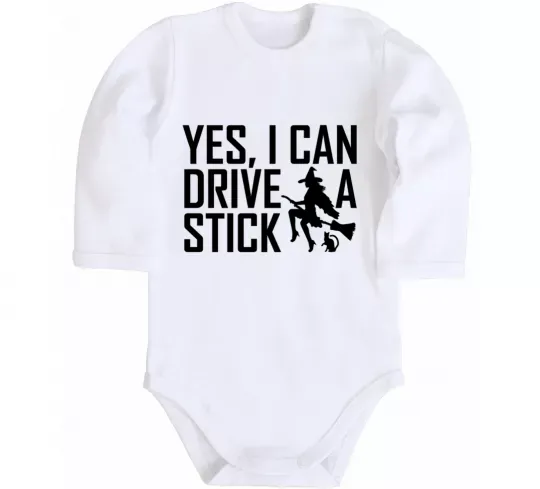 Детский боди yes i can drive a stick Белый фото