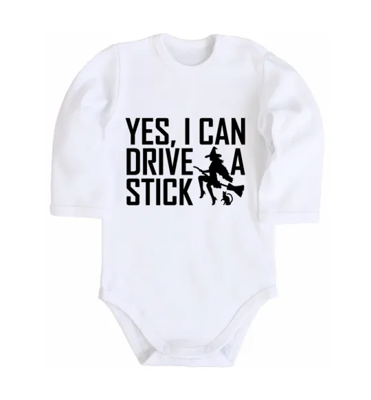 Дитячий бодік yes i can drive a stick Білий фото