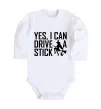 Дитячий бодік yes i can drive a stick Білий фото