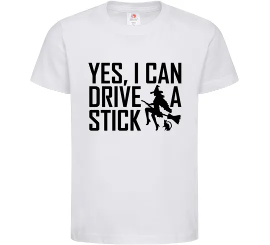 Детская футболка yes i can drive a stick Белый фото