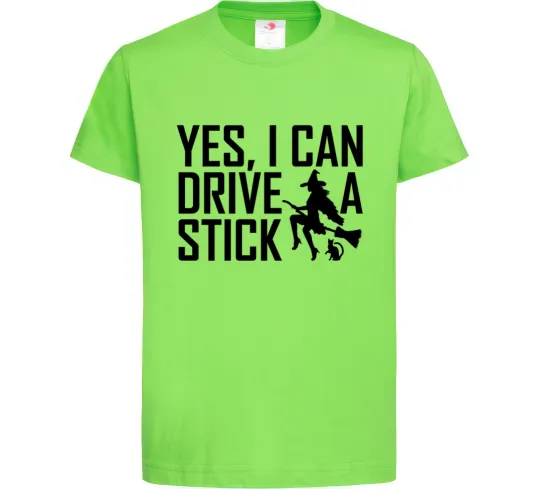 Детская футболка yes i can drive a stick Лаймовый фото