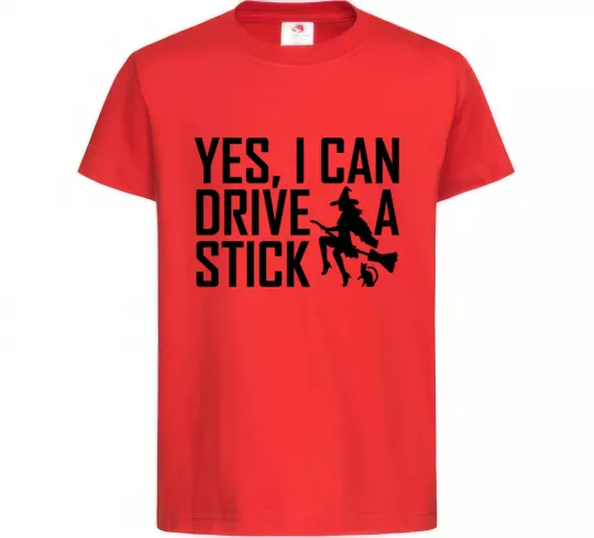Детская футболка yes i can drive a stick Красный фото