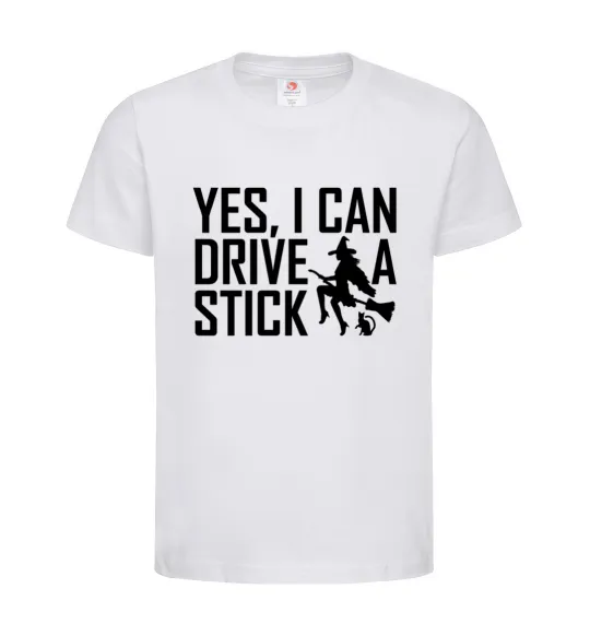 Детская футболка yes i can drive a stick Белый фото