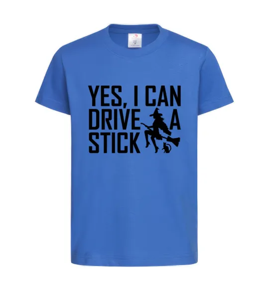 Детская футболка yes i can drive a stick Ярко-синий фото