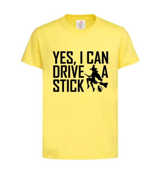 Детская футболка yes i can drive a stick Лимонный фото