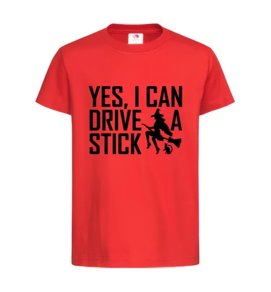 Детская футболка yes i can drive a stick Красный фото