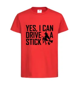 Детская футболка yes i can drive a stick Красный фото