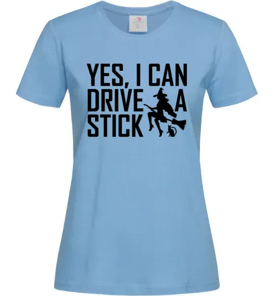 Женская футболка yes i can drive a stick Голубой фото