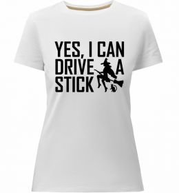Жіноча преміум футболка yes i can drive a stick