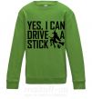 Детский Свитшот yes i can drive a stick Лаймовый фото