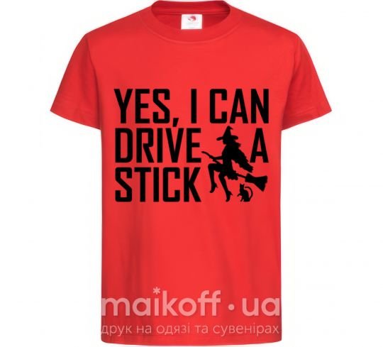 Дитяча футболка yes i can drive a stick Червоний фото